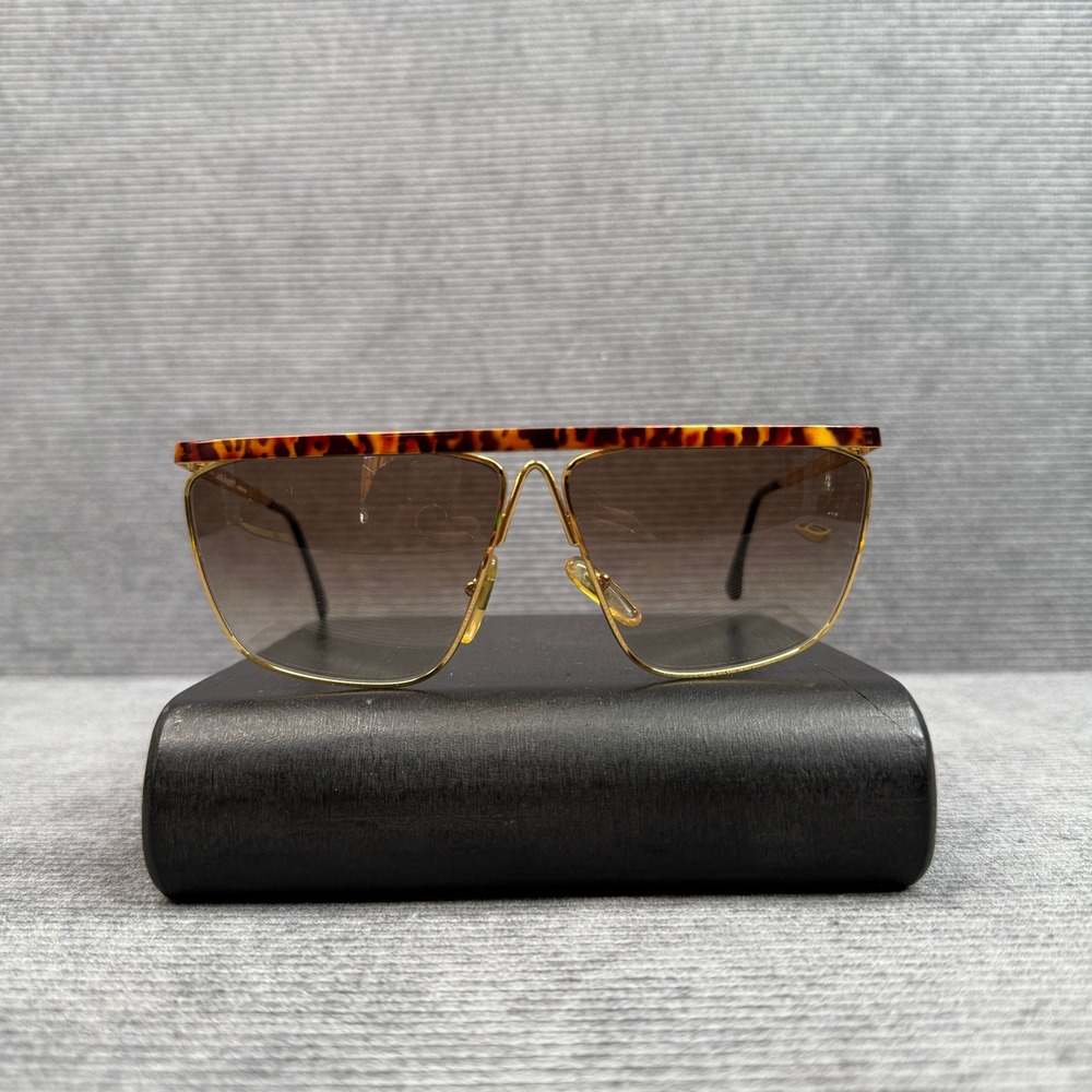 Laura Biagiotti‎ Vintage Sunglasses T36/S Gold Tortoise Flat Top Made in Italy